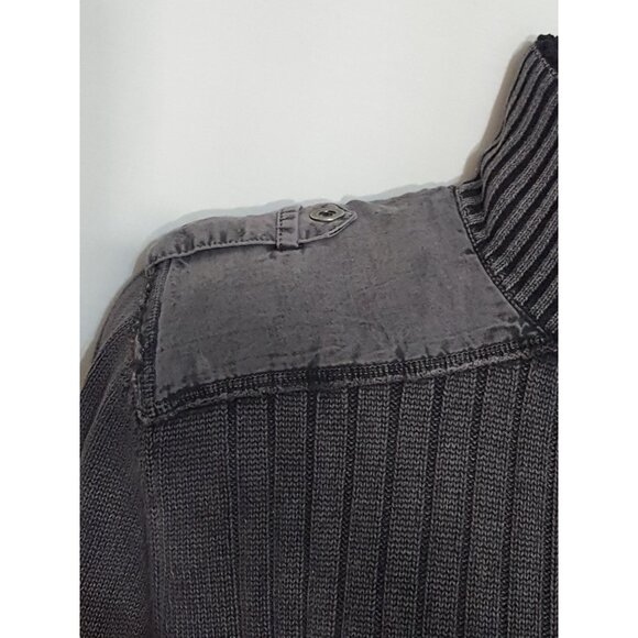 BKE Buckle Quarter Zip Sweater Men Size L Mock Neck Distressed Style Long Sleeve - Picture 13 of 13